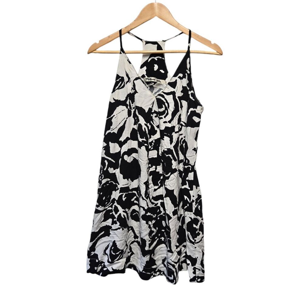 MICHAEL STAR Dress‎ Black White  Abstract Racer Back LARGE
